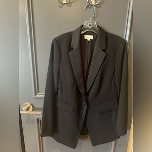 LOFT Women's Classic Black Blazer with Satin Lapel